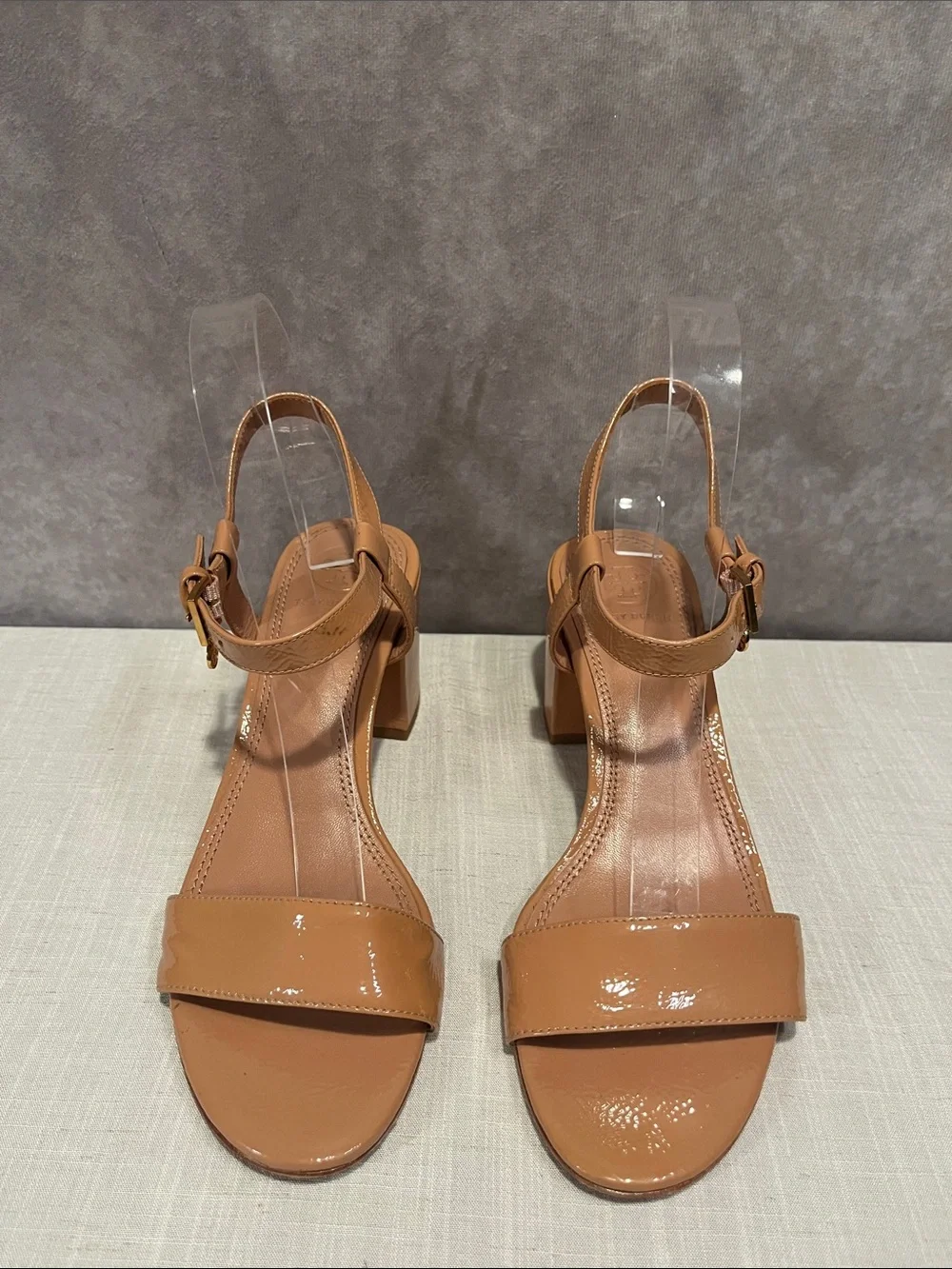 Tori Burch Laurel Tan Block Heel Sandals - Sleek Ankle Strap size 7